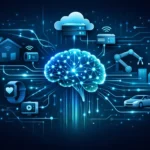 AI and IoT system architecture diagram showing sensors, cloud, edge, and AI processing